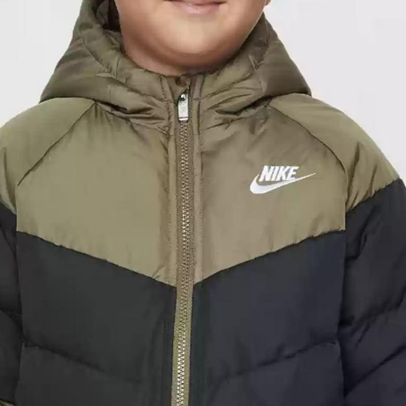 Nike Hooded Comfortable Color Block Warm Long Sleeve Jacket Kids Jackets Green Black IB5837-222