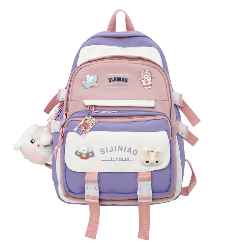 Fashion Female Harajuku Contrasting Colors Junior High School Backpack Fashion Student Backpack Student Schoolbag
