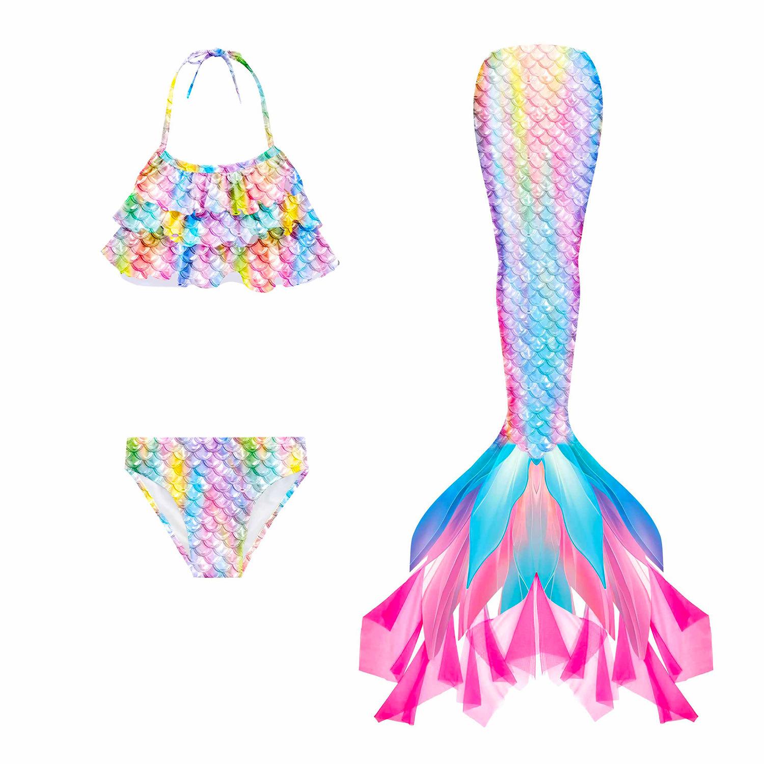 

Детский купальник с хвостом русалки для девочек (Нет моноласты) – Купальник бикини для вечеринок и косплея 140(8-9T)