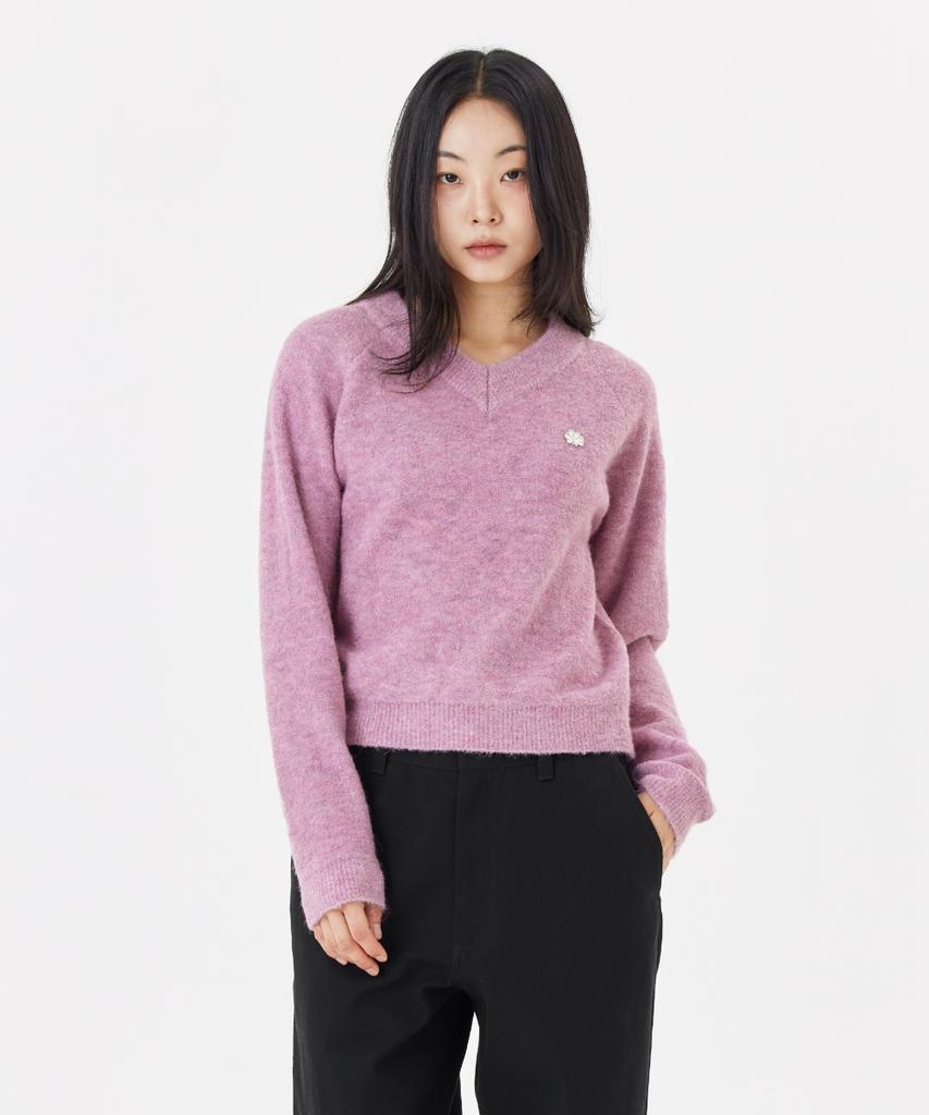 MARK GONZALES Women'S Club Boucle V-Neck Knit - Indi Pink