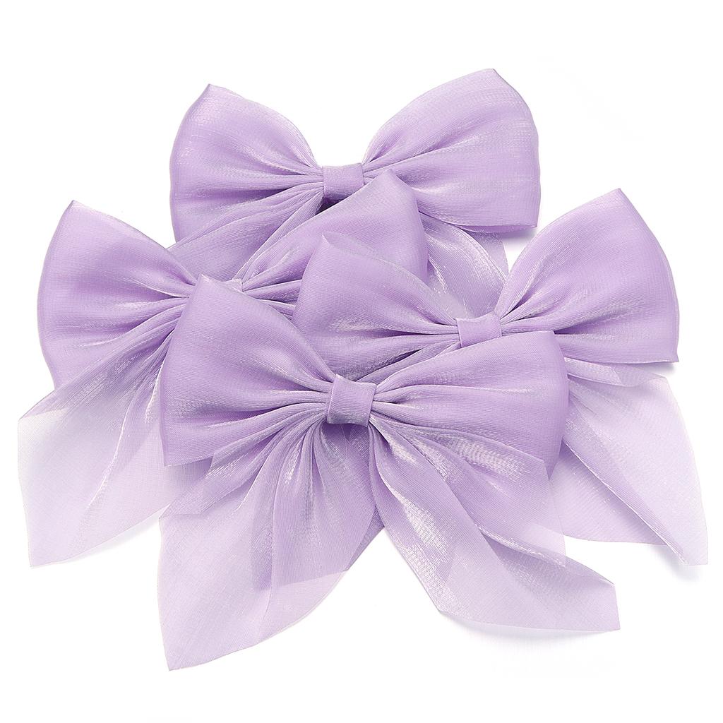 4Pcs Solid Color Chiffon Bow 12x11cm Cute Handmade Ribbon Bowknot for DIY Hairpins Hair Accessories Crafts Clothing Decoration