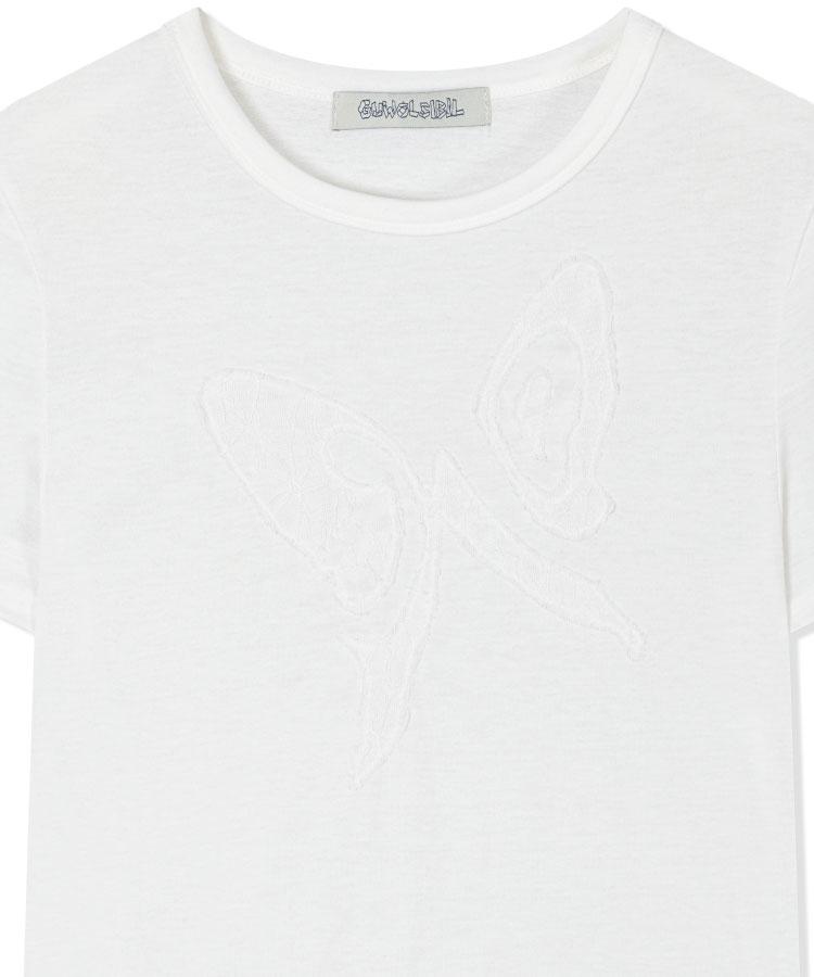 Guwolsibil Lace Patch Short-Sleeved Top White