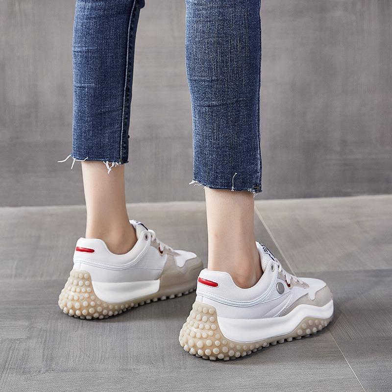 Herbst Film Absorption Sohle Leder Casual Dicke Sohle Sportliche Daddy Schuhe Große Größe Damenschuhe