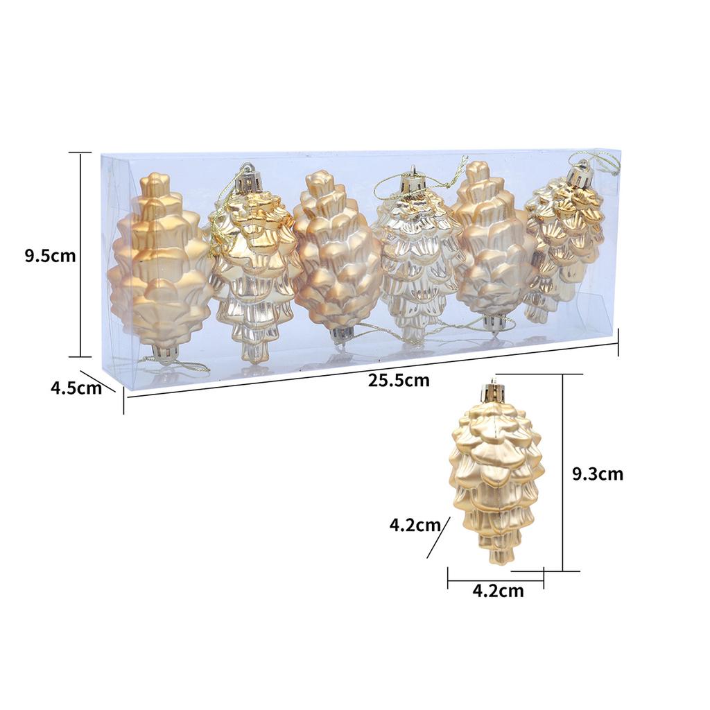 New Christmas Tree Pendant 9cm6pcs with Glossy and Matte Pinecone Christmas Balls