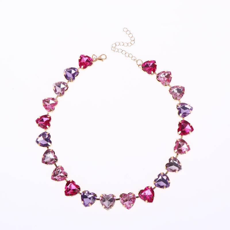 Sparkling Crystal Rhinestone Necklace Fashion Colorful Choker for Women Anniversary Party Gift