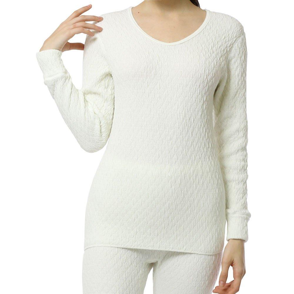 

Hidamari Premium Wave Long Sleeve Warm Size LL Women s Innerwear, Underwear, Triple-Layered, (XL), Off-White [PW803-OWH]