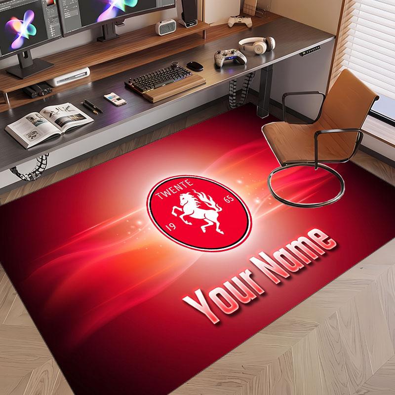 Custom Rug FC Twente Pattern Print Name Text Soft Non‑Slip Floor Carpet for Home Indoor Decoration