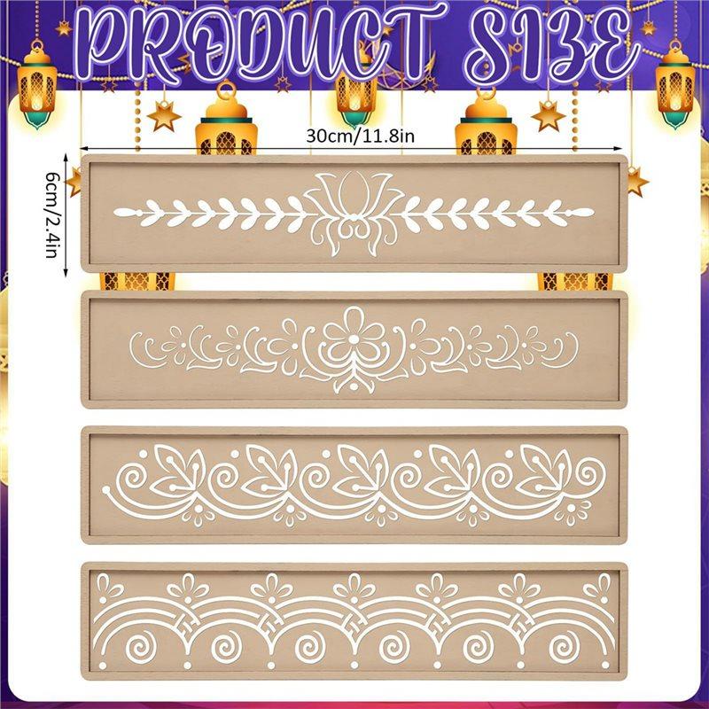 Good-DIY Sand Art Making Kit 8 Pcs 12 Inch Diwali Rangoli Stencils Wooden For Lotus Elephant Peacock Varalakshmi Pooja