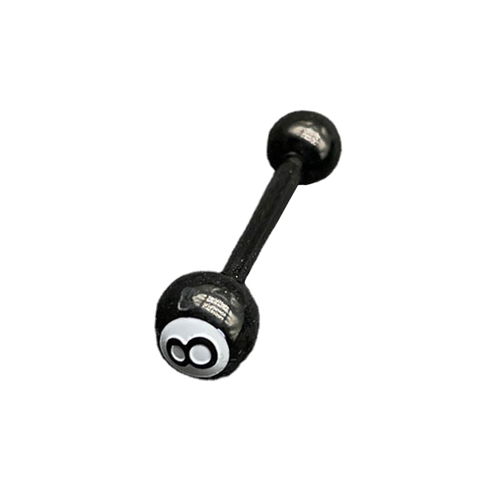 

Anti-Allergy Surgical Steel Tongue Rings For Women Black Color Billiard Shape Tongue Barbells Piercing Body Jewelry