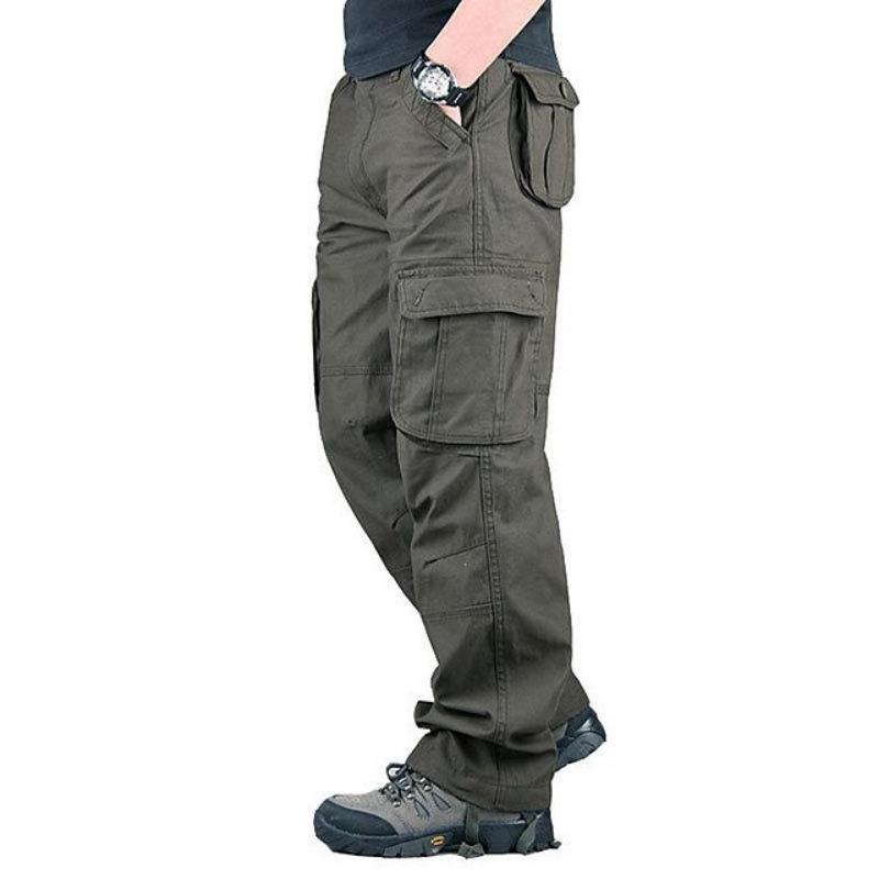 Men S Loose Straight Leg Multi Pocket Cargo Long Pants