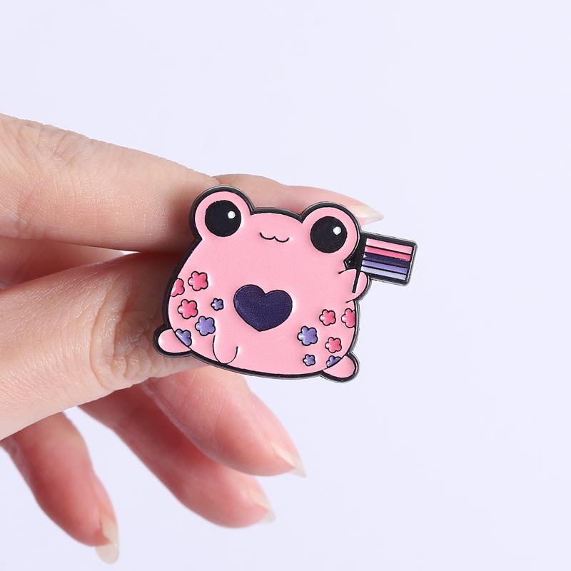 Omnisexuelle Pride Frösche Emaille Pins UV-Druck Broschen Revers Anstecker Cartoon Frosch LGBT Schmuck Geschenk für Liebende Freunde