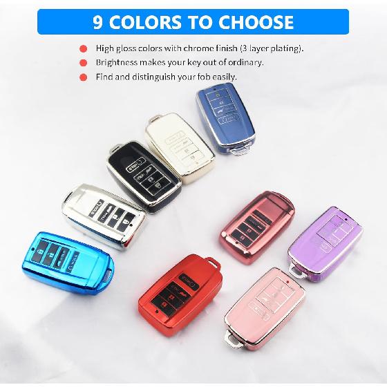 QBUC Key Fob Cover for Acura MDX 2014-, for Acura RDX 2015-, Soft Key Shells Case with Keychain for ILX RLX TLX 2015- Car Accessories(4