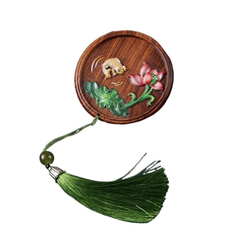 

Portable Wooden Cosmetic Mirror Magpie Pocket Makeup Mirror Chinese Style Handheld Mirror Women Style C