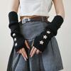 Solid Color Y2K Star Arm Cover Elastic Warmer Long Cuff Knitted Fingerless Sleeves  Winter