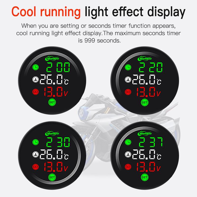 Motorcycle painel digital moto universal temperature clock Mini full screen thermometer 4 in 1 Touch screen meter