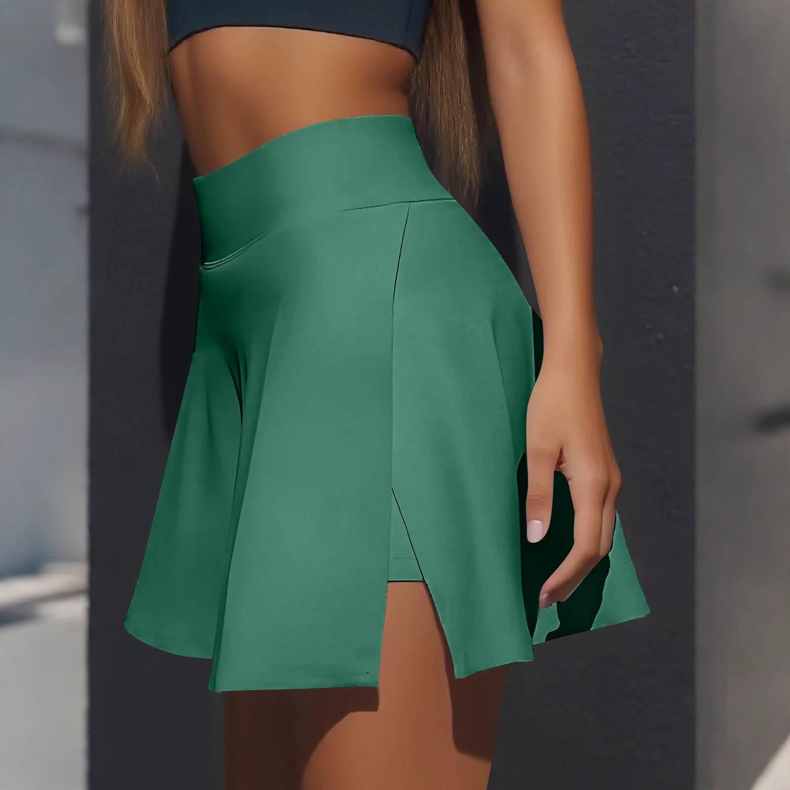 

Женская повседневная однотонная короткая полуюбка с высокой талией, спортивная юбка, плиссированная юбка L