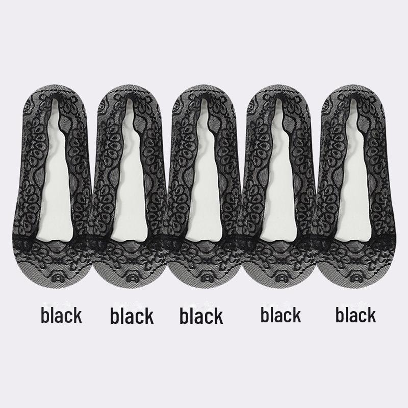 Women's Non-Slip Lace Boat Socks - Thin Summer White, Peacock Screen, Water Wave Design, Low-Top, Shallow Mouth, Ice Silk, Invisible Style.