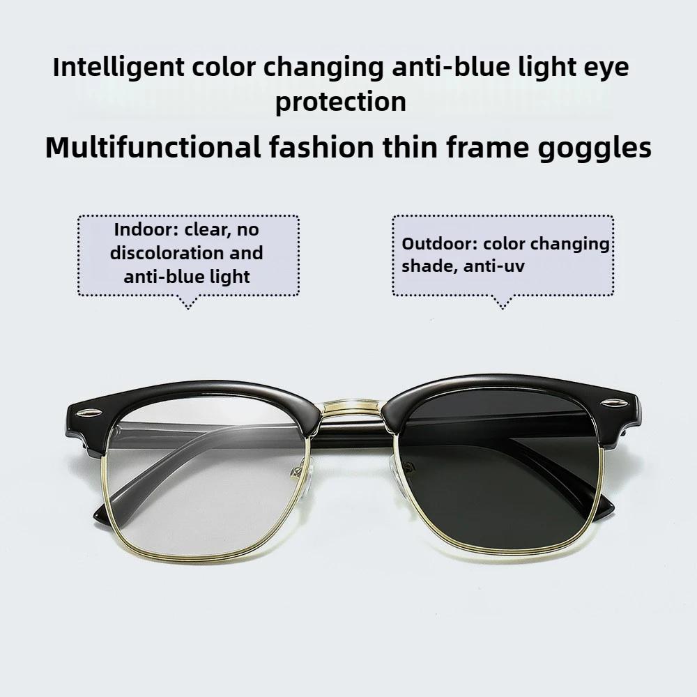 High Quality  New Fashionable Half Frame Photochromic Men's Myopia Glasses Retro High End Men's and Women's Anti Blue Light Glasses