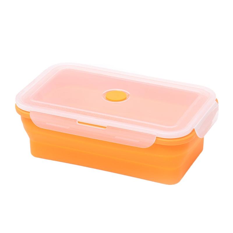Silicone Foldable Lunch Box Collapsible Food Storage Container Bento BPA Free Microwavable Portable Picnic Rectangle Box
