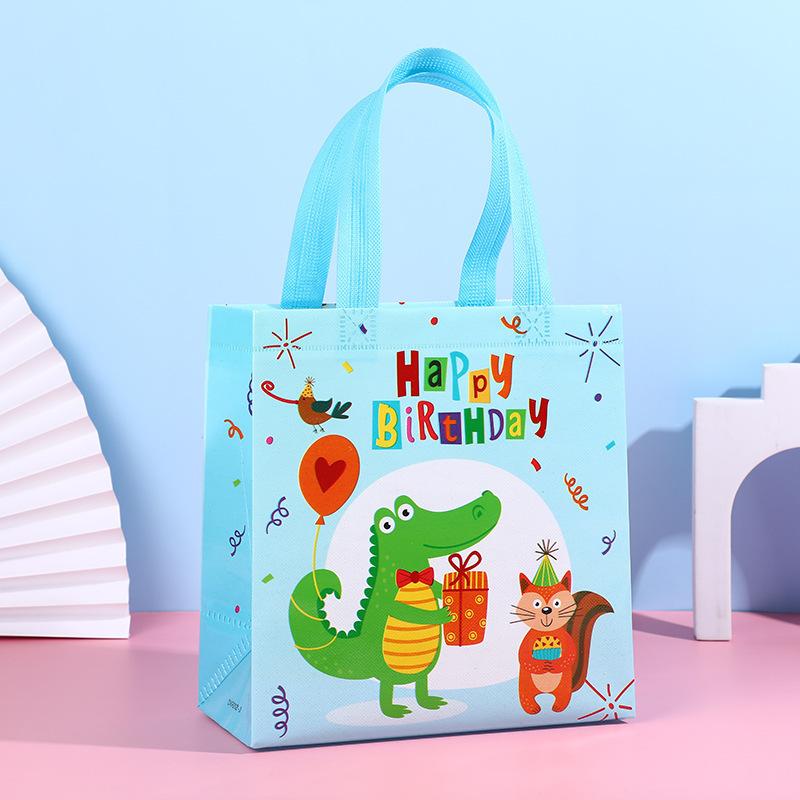 StoBag, Happy Birthday Party Gift Non Woven Bags, For kids Birthday Supplies, Fun, Reusable, Eco-Friendly, Packing Goodies