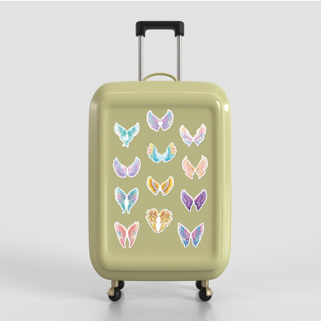 50 Cute Angel Wing Graffiti Stickers, Creative Stationery Stickers, Water Cup and Computer Waterproof Decorative Stickers
