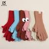 Knitted finger gloves women's quarter Korean version of finger-revealing long student outdoor thickened cold-proof gloves