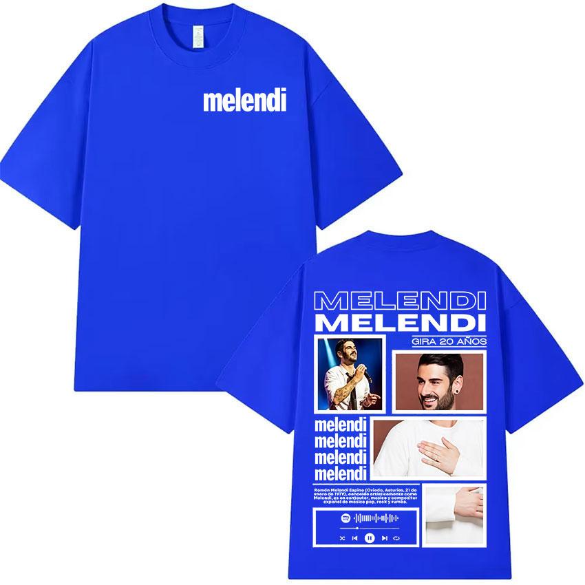 Rappeur Melendi Tournée 2025 Album Merch T-shirts Homme Vintage Coton Surdimensionné T-shirt Y2K Décontracté Haute Qualité Manches Courtes T-shirt