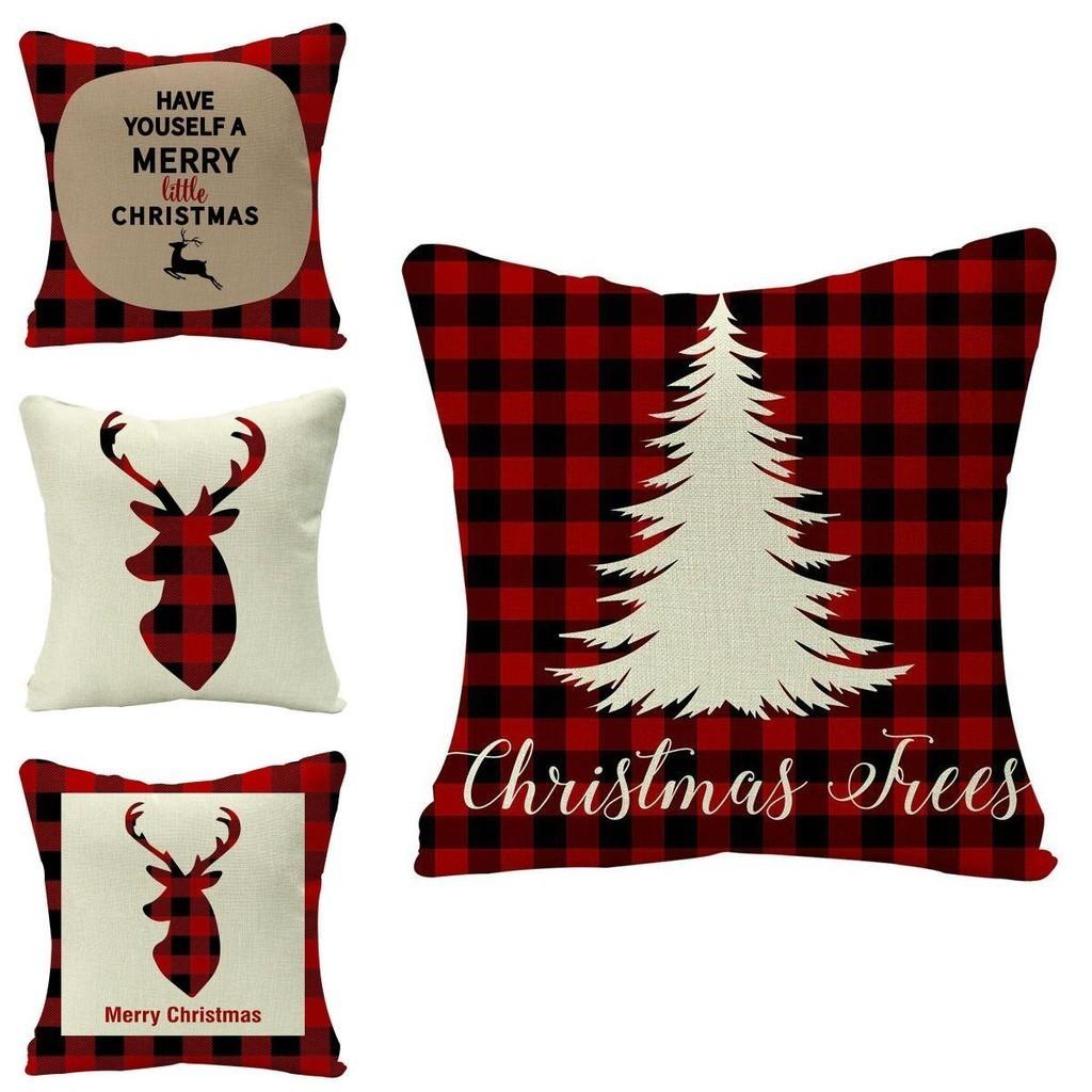 Cozy Multicolor Christmas Cushion Cover Made Of Soft Eco-friendly Linen Material