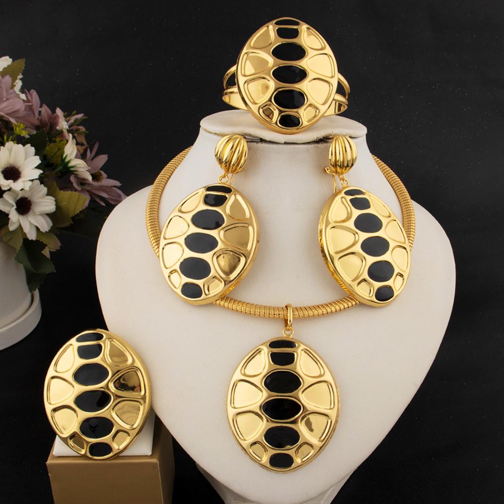Set di Gioielli da Donna Colorati di Lusso Design Unico Orecchini Collana Bracciale Anello Dubai America per Festa Celebrazione Vestirsi