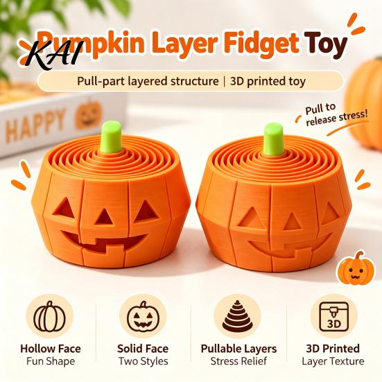Portable Anxiety Relief Toy Halloween Pumpkin Stress Toy, Retractable Spiral Fidget Sensory for Cute Grimace Model Kids Adults, 3D Printed Desktop