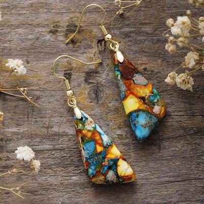BLINGBAY Women's Pendant Earrings Bohemian Ethnic Vintage Natural Stone Casual Earrings Modern Birthday Party Jewelry Gift