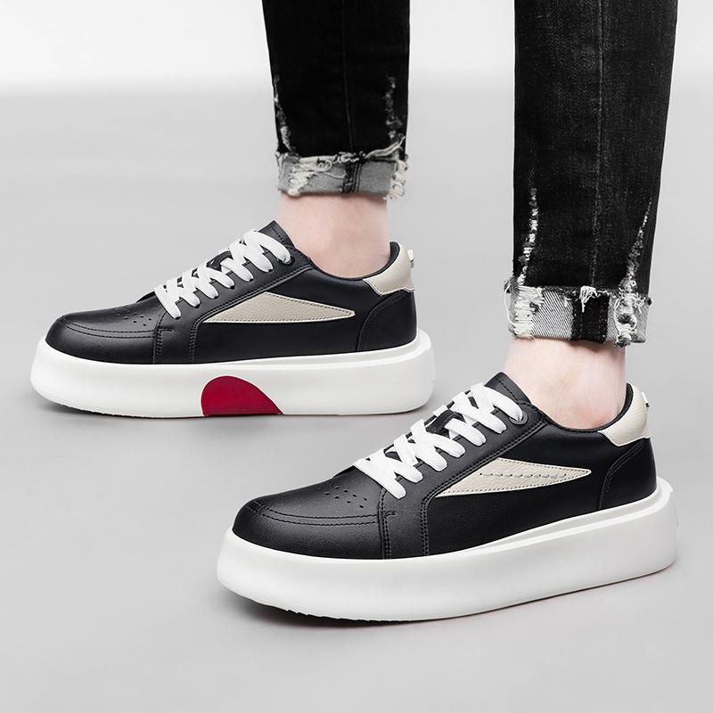 Fashion Genuine Leather Male Walking Shoes 2025 New Mens Sneakers Stylish Lace-Up Men Casual Flats Classic All-match Men's Skate Shoes