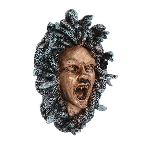 Vintage Greek Goddess Head Wall Plaque Retro Resin Mythological Figurine with Snake Hairs Spooky Wall Sculpture for Home Bedroom Decor