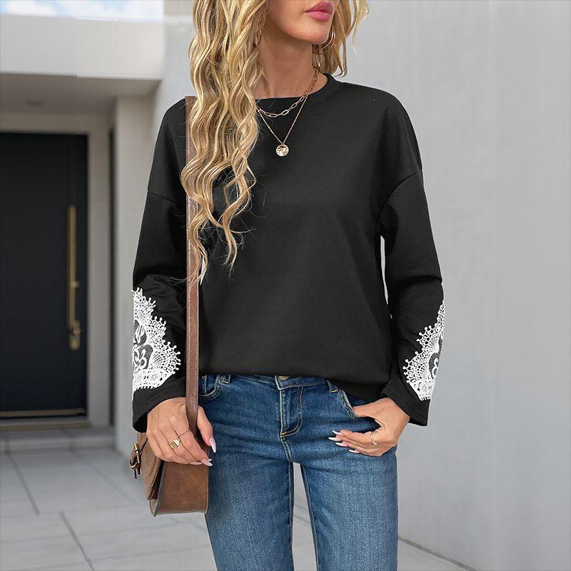 

Spring Autumn Women Fleeces Casual Ladies Tops Spring and Autumn Fashion Women s Sweater Black L
