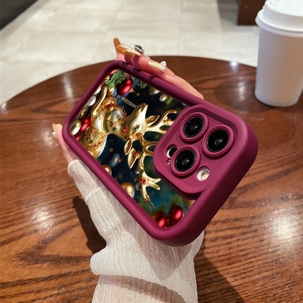 N105 Christmas Happy New Year Art Soft Angel Eyes Phone Cases for iPhone 16 15 14 13 11 Pro Max 8 7 6s Plus 12 Mini XR XS Max SE Shockproof Cover