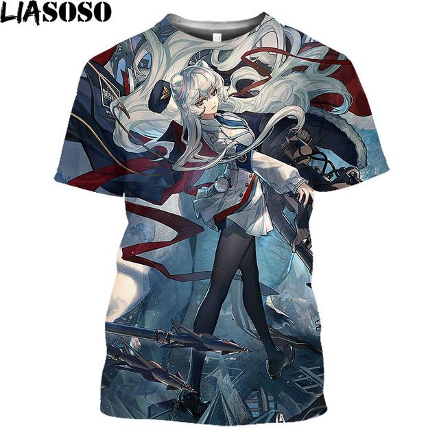 Arknights Vintage T Shirt Men Anime Cosplay Arknights Graphic Tee Casual O-Neck Kawaii Clothes Summer Short Sleeve Plus Size Tops