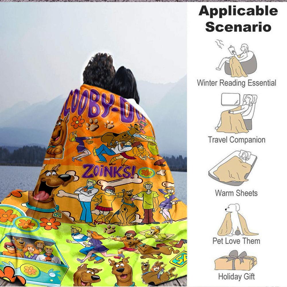 1 Stück Scooby-Doo Mystery Flanell-Kuscheldecke - Leichte, weiche, warme Ganzjahresdecke für Sofa, Bett, Reisen, Camping L1029088