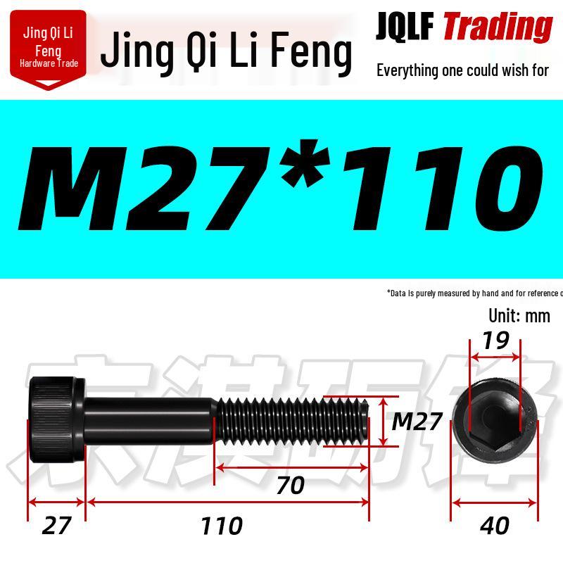 M20-M27 High Strength Blackened Hex Socket Head Cap Screw with Knurled Cylindrical Half Thread