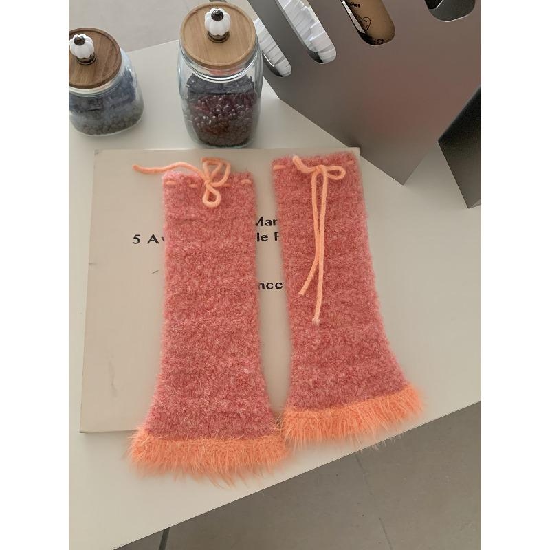 Orange formula höst och vinter fleece förtjockade rosettband ullstrumpor dam plysch stapelstrumpor benvärmare vadstrumpor