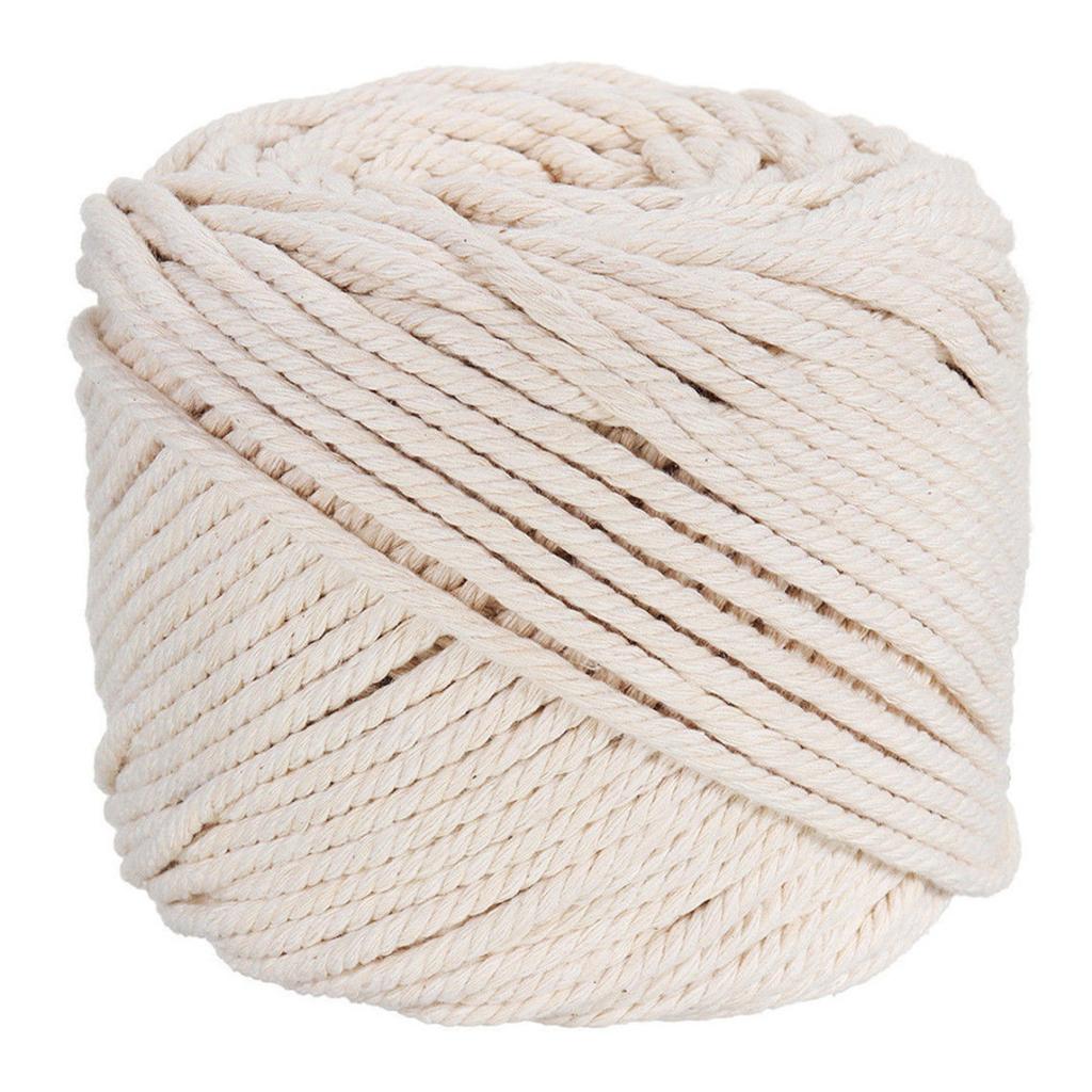 4 mm Baumwoll-Makramee-Seil, naturbeige, gedrehte Kordel, handgefertigt, 100 m