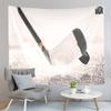 Ice Hockey Player and Puck Tapestry Modern Sport Illustration Tapestry Aesthetic Home Decor Tapestry for Living Room Bedroom