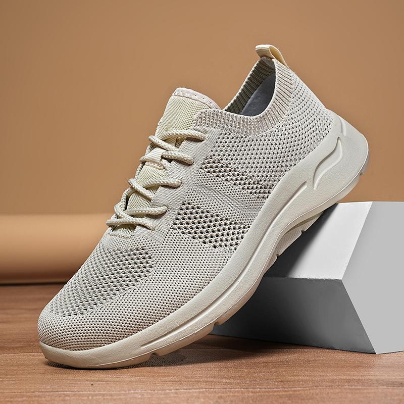 Men's sports shoes spring and summer soft-soled fly-woven men's shoes large size casual jogging shoes breathable mesh shoes