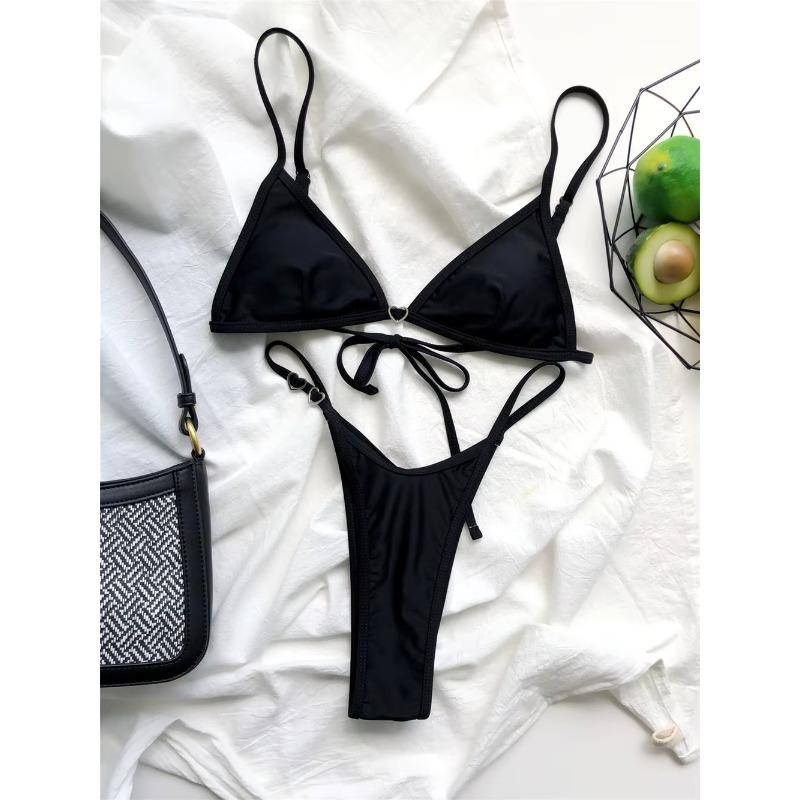 Micro Sling Extrem Bikini Hjerte Rem Badedragt Rygløs Badetøj Kvinder Trekant Bikini Tanga Ferie Stranddragt Badeoutfit