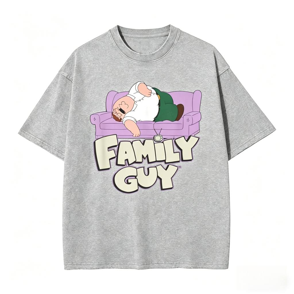 Families Guys Peter Griffin Couch Nap Washed T Shirt Streetwear Hip Hop Tshirts Funny Tee Unisex Unisex Cotton High Street Printed