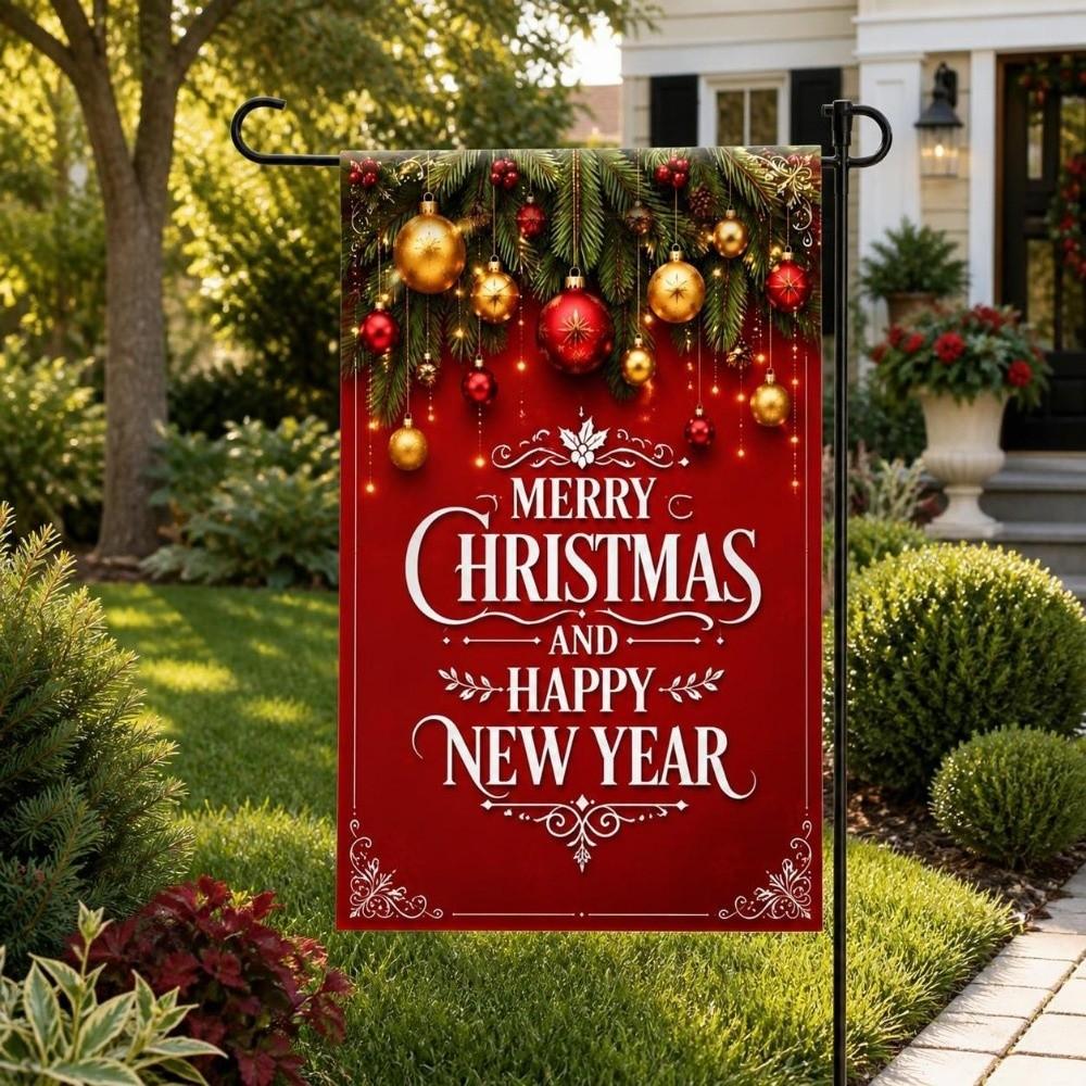 Santa Claus Christmas Garden Flag Single-sided Printing Elk Snowman House Yard Flag Large Banner Outdoor Decoration