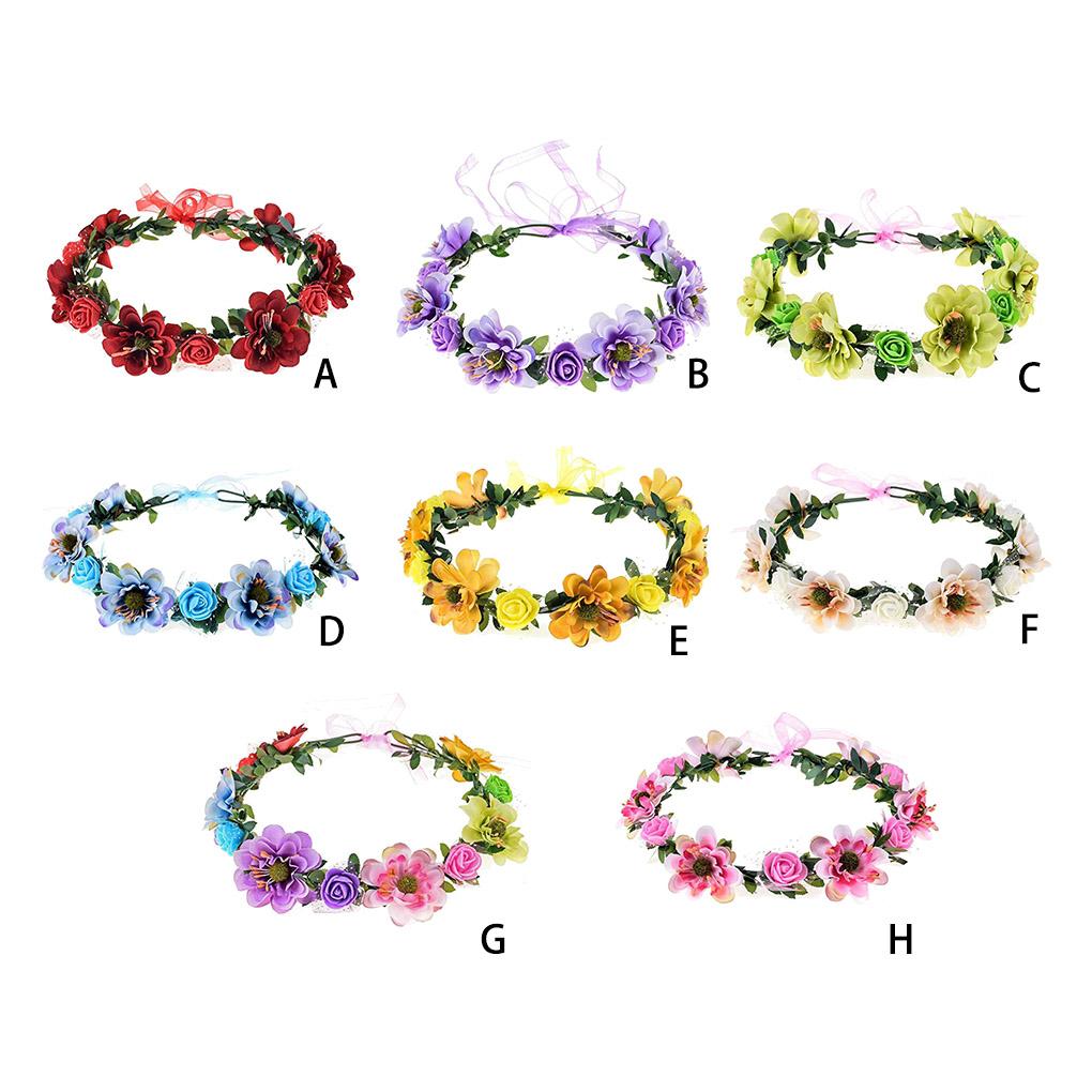 Adjustable Flowers Leaves Headband Elegant Headpiece Women Girls Hair Accessories Wreath Garland Wedding Headwear