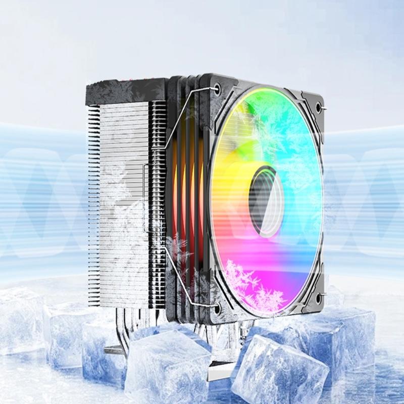 CPU Air Cooling FAN with 120mm PWM Fan ARGB Lighting and 6 Coppered and Aluminum Heat Pipes Efficient CPU Radiator