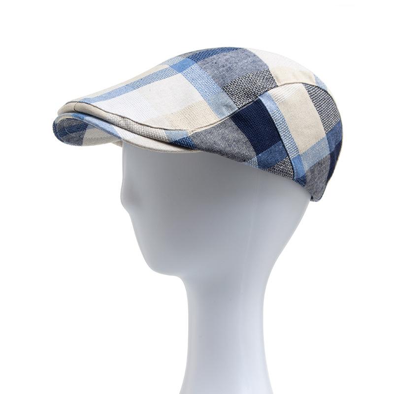 Boina de Cuadros Transpirable para Mujer Gorra Juvenil Vintage Británica para Hombre Primavera Verano Otoño Sombrero Casual de Pintor Hacia Adelante