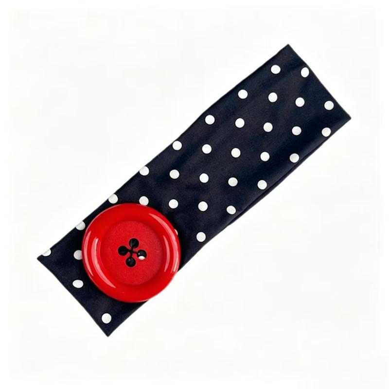 Summer Dopamine Large Button Wave Dot Headband Fashionable Ins Style Elastic Headband Sports Fitness Sweat-Absorbent Hairband
