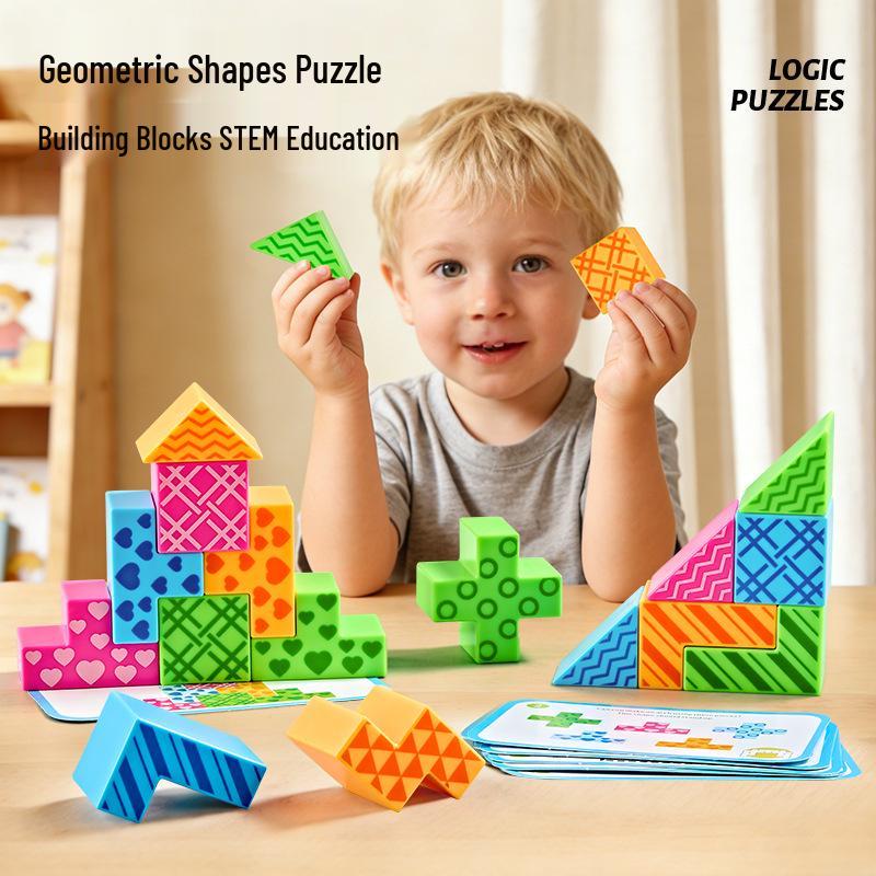 3D Wooden Puzzle: Montessori Logic & Space Training Toy for Kids